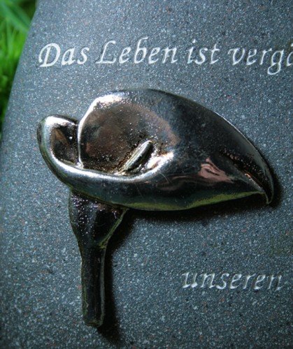 Grabherz, Grabschmuck mit Aufschrift und Calla - 2