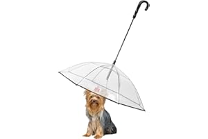 Enjoying Dog Umbrella for Small Dogs Umbrella Leash Rainproof Snowproof Dog Walking Umbrella with Metal Chain Pet Clear Rain Gear