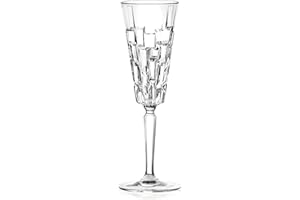 RCR Cristalleria Italiana S.p.a. Linea Etna | Flute da Acqua e Champagne in Vetro Bicchieri Moderni Set 6 Biccheri di Cristallo da 19 cl