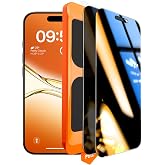 TOCOL 2 Pieces Privacy Screen Protector for iPhone 17, Automatic Alignment for Quick Installation, Anti-Spy Tempered Glass 9H