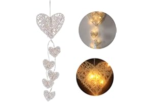 GOODGDN Acchiappasogni, scacciapensieri in Legno Intrecciato a Mano, a Forma di Cuore, da Appendere alla Finestra del Soggiorno, Lunghezza 60 cm