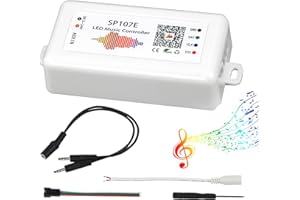 ‎VIPMOON VIPMOON LED Controller, SP107E Bluetooth LED-Musikcontroller Farbcontroller iOS/Andriod App-Unterstützung LED Fernbedienung WS2811 WS2812B WS2801 SK6812 Geeignet für LED-Streifen/LED-Matrix-Panels