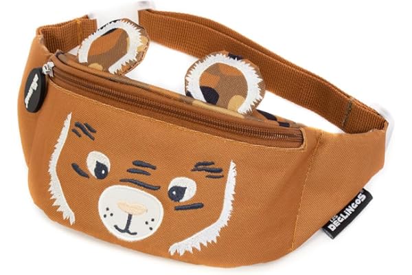 LES DEGLINGOS - Sac Banane Enfant - Speculos le tigre - Amusant - Idéal pour les balades, pique nique - Fille et Garçon - Âge dès 3 ans - Ocre