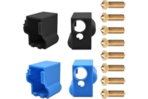HUSZZM 4Piezas Calcetines de Silicona para Impresora 3D Cubierta de Bloque de Calentador con 8 Boquillas de Impresora 3D E3D V6 PT100 Artillery SidewinderX1/X2 MK10 Azul Negro