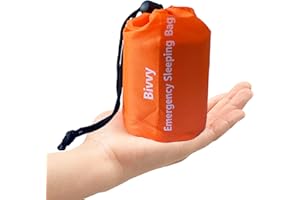 Vaupan Emergency Sleeping Bag, Lightweight Thermal Bivy Sack, Survival Shelter Blanket Bags, Waterproof Survival Sleeping Bag Portable Sack for Camping, Hiking, Outdoor, Orange