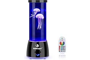 ‎FISHKEEPER fishkeeper Quallen Lampe Lavalampe, 12 Farben Jellyfish Lamp, Fantasy Schwebende Quallen Lampe für Home Office, Geeignet für Kinder, Jugendliche, Frauen Geburtstag Geschenk Luminous Lava Lampen