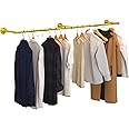 unho Wall Mounted Clothes Rail, Industrial Style, 180cm Long, Heavy Duty, Gold