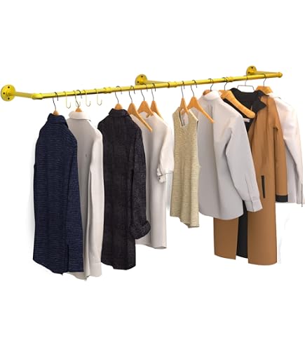 Lot De 2 Tringles à Vêtements Dorées 92 Cm - Tuyau Industriel Mural Pour Vestiaire Et Boutique