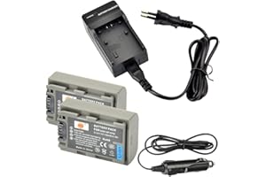 DSTE®（2 Pack）Ersatz Batterie und DC04E Reise Ladegerät Compatible für Sony NP-FP50 DCR-30 DCR-DVD103 DCR-DVD105 DCR-DVD105E DCR-DVD202E DCR-DVD203 DCR-DVD203E DCR-DVD205 DCR-DVD205E DCR-DVD304E Kamera