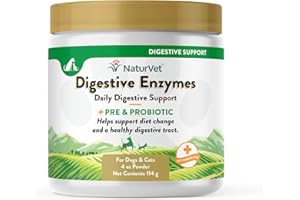 NaturVet - Traitement enzymes-probiotique Bonne Digestion Chien/Chat Poudre 114g
