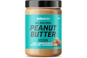 BioTechUSA Peanut Butter | Fonte di proteine vegane completamente naturali | Senza glutine, ad alto contenuto di fibre, senza olio di palma, 400 g, Smooth