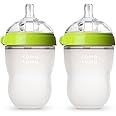 Comotomo Natural Feel Baby Bottle, Soft & Squeezy, Easy To Clean, Dual Anti-Colic Vent Bottle For Baby, Infants And Newborn 250ml, Green (Pack Of 2)