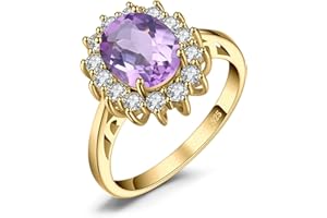 JewelryPalace Diana Princesse Kate Middletonu Bague Femme Naturelle Pierre Améthyste Péridot Grenat Citrine Topaze, Argent 925 Plaqué Or Jaune Plaqué Or Rose, Vintage Ensemble Parure de Bijoux Cadeau