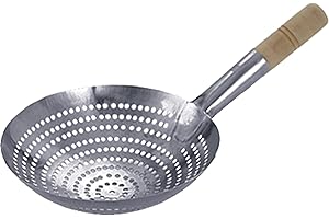 JADE TEMPLE Metall Sieb mit praktischem Holzgriff, stainless steel, Gesamtlänge 50 cm, ca. 30 cm Durchmesser, 1 x Metallsieb, 62 x 41 x 28 cm