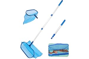 Yisscen Pool Kescher mit Teleskopstange, Pool Kescher, Kescher Pool, Kescher Pool Feinmaschig, Kescher Teich mit Alu Teleskopstange 105 cm Für klar Pool Leaves und Debris