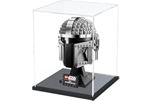 Nynelly Acrylic Display Case for Lego Star Wars Helmet Darth Vader Helmet Mandalorian Helmet for Lego R2D2 for Lego Display Case for Models Figure Assemble Dustproof Thickened Clear Display Box(Black)