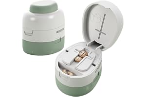 Dzmuero Taglia Pastiglie, Taglia Pillole di Precisione, Regolabile, Portatile, 1 diviso in 2, 1 diviso in 4, Taglierino per Medicinali Multifunzionale, Scatola (BiancoVerde)