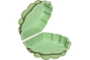 TIKTAKTOO Concha de agua para arena, 2 piezas, concha de plástico con tapa (verde pastel con estrellas de mar)