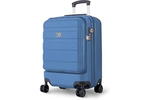 Lugg ABS Hard Shell Suitcase, 20inch Carry-on Travel Bag with 4 Spinner Wheels, Double TSA Lock Cabin Suitcase, Durable & Lightweight Luggage, Suited for Overhead & Under Seat Cabin Bag - Blue