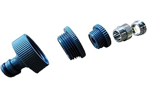 Aquamon Wasserhahn-Adapter 5-fach mit Aquamon 2-fach Metalladapter M22x1 Innen-, M24x1 Außengewinde Sowie 3-fach Adapter Rehau-Adapter 1 Zoll, 3/4 Zoll, 1/2 Zoll Innengewinde (IG) - Für haushaltsübliche Wasseranschlüsse an Dusche, Waschbecken, Küchenarmatur, Garage etc.