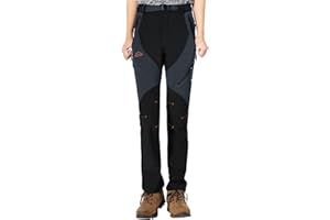 YSENTO Damen Outdoor Wanderhose Wasserdicht Softshellhose Fleece Gefüttert Warm Winter Trekkinghose Skihose