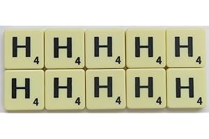 Flyingstart Ivory Letter Tiles Single Letters - Packs of 10 Ivory Plastic Tiles with Black Letters fits Scrabble game (Tile H)