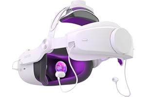 DESTEK QH1 Kein Gesichtsdruck Elite Strap Kompatibel mit Meta/Oculus Quest 2, Zweifach Verstellbares Head Strap mit Einziehbarem Kopfhörer, VR Zubehör für Verbesserten Komfort und Immersion