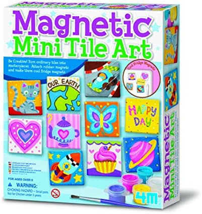 Fun 4M Paint Your Own Magnetic Tile Art - Best Selling Xmas Stocking Filler for Boys &amp; Girls Age 8+