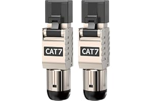 AVNSCNK Cat 7 RJ45 Stecker 10 Gbps, Werkzeugloser Netzwerkstecker für Verlegekabel AWG 22–24, Vollgeschirmt STP mit 50 μ vergoldeten Kontakten, Kompatibel mit Cat 7/Cat 6A[2 Stück]