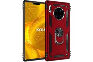 KOUYI Cover per Huawei Mate 30 PRO, Custodia Antiurto Grado Militare 360° Girevole Regolabile Ring Armor Bumper TPU Case Magnetica Supporto Silicone Custodie per Huawei Mate 30 PRO (Rosso)