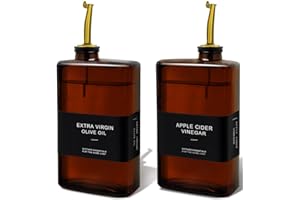 Joawuis Olive Oil Dispenser Bottle for Kitchen, 350ml Dark Glass Container with UV Protection, Oil and Vinegar Dispenser Set, Coffee Syrup Dispenser (Dark, 350ml- 2pcs)