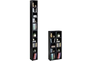 CARO-Möbel CD DVD Blueray Regal Chart in Schwarz – Zweiteiliges Medienregal, Aufbewahrung, CD-Ständer mit 10 Fächern für bis zu 160 CDs, 20x187 cm (B x H)