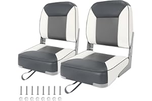 CYUREAY Boat Seats 2 Pack, Folding Boat Seat for Fishing, Waterproof Captain's Chair, Boat Seat 2 Pack, Suitable for Jon/Pontoon/Canoe/Bass Tracker Boat Seats - Unique Colour Design (Gray/White)