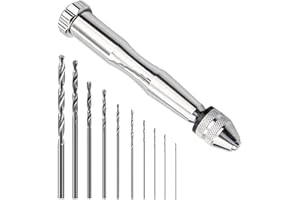 LIBAIDZ Set di Trapani a Mano,Mini Trapano a Mano con 10 Pcs punte elicoidali 0.8-3.0mm,Trapano per Modellismo,per Legno,Lavori Manuali Fai Da Te,Gioielli(Argenteo)