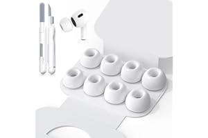RFUNGUANGO [4 paia] Punte auricolari di ricambio per AirPods Pro 2a/1a generazione, Punte auricolari per AirPods Pro con custodia portatile e penna per la pulizia (XS/S/M/L) - Bianco