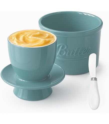 Beurrier Français En Porcelaine - Système Refroidi à L’eau Pour Beurre Toujours Mou Et Frais (blanc) - 7