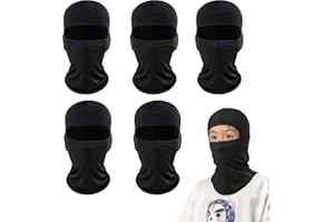 SEFIRST 5 Pcs Cagoule Enfants, Masque de Ski, Cagoule Moto Balaclava Hiver Tour de Cou Enfants Coupe, Protection UV, Charpe de Cou d'été pour Vélo Running Snowboard Chaud sous Casque (Noir)