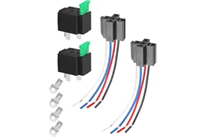 TALNITE 12V Fuse Relay Switch Harness Set with 30A Blade Fuse – 4-Pin SPST Automotive Relays with Built-in Fuse Holder, Heavy Duty 12 AWG Wires, Interlocking Mount (2)