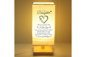 blumuze Daughter Gifts, Personalised Table Lamp Gifts for Daughter from Mum Dad, Daughter Birthday Christmas Graduation Anniversary Wedding Gifts, Fabric Wooden Desk Lamp Presents for Daughter
