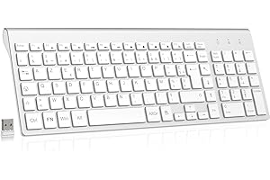 cimetech Clavier sans Fil, Clavier AZERTY Français avec Récepteur Nano USB 2.4GHz Ergonomique Compatible avec Windows/MacOS, Windows PC Laptop - Argent