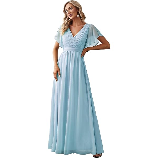 Robe De Soirée Élégante Longue Pour Femme - Dentelle Et Mousseline - Idéale Mariage Et Cocktail
