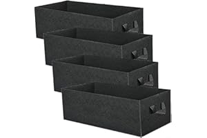 SNOWCHECKING Lot de 4 sacs de culture rectangulaires en tissu non tissé respirant avec poignées pour fleurs et légumes (60 x 30 x 20)