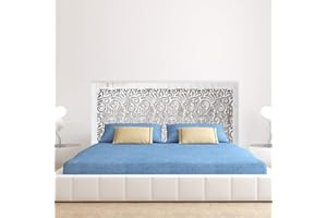 LA FABRICA DEL CUADRO Cabecero de Cama en Madera Calada, para Cama de Matrimonio o Juvenil. Fabricado en España- Varios tamaños y Colores Disponibles. Decorado a Mano- (145x80 cm, 160 blanco envejecido)