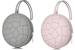 Smlpuame Silikon Schnullerbox Mädchen Junge,2 Stück BPA-Freiem Silikon Schnullerhalter Aufbewahrung für 2 Schnuller,Wasserdicht Schnullerhalter Schnullerbox für Wickelrucksack,Rosa+Grau