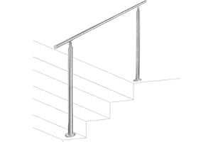 Vigevee Barandilla de acero inoxidable, pasamanos para escaleras, 120 cm, sin travesaños, con accesorios, para escaleras, parapeto, balcón