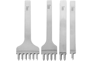 SENRISE Set di 4 punzoni per la pelle, con punte da 1/2/4/6 punzoni per la pelle, kit di strumenti per cucito fai da te, set di scalpelli per allacciatura con diamanti (5 mm)