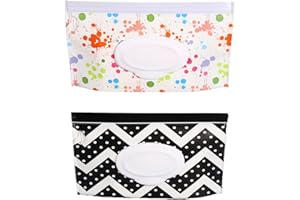 ASYKNM Lot de 2 Pochettes pour Lingettes Humides - Réutilisables, Portables et Pratiques - Distributeur de Lingettes Mouillées avec Boîte de Rangement pour Bébé Lingettes
