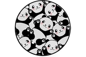 Vantaso Kids Round Nursery Area Rug Cute Pandas 3 Ft Non Skid for Children's Bedroom Playing Room