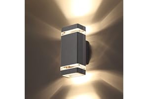 CELAVY Outdoor Wall Lights Mains Powered, Up Down Outside Wall Lights IP65 Waterproof, Porch Light Front Door Lamp Modern Aluminium GU10, External LED Lighting Sconce Wall Mounted for House, Grey