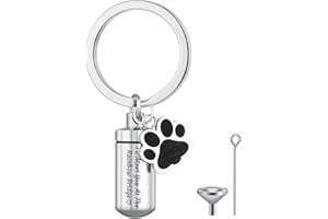 Canghai Stainless Steel Dog Paw Cremation Urn Keyring, Memorial Ashes Keepsake Keychain, Pet Charms Locket Pendant Cremation Jewellery for Ashes(I'll Meet You)
